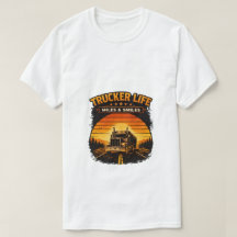 Trucker Leven Miles En Smiles Retro Zonsondergang