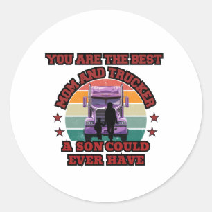 Trucker Moeder Zoon Bond Familie Weg Liefde Ontwer Ronde Sticker