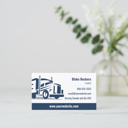 Trucker professionnel Carte de visite bleu marine (Debout devant)