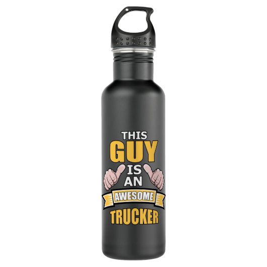 Trucker Truck Driver Love Trucks Funny Gift Idee Waterfles (Voorkant)