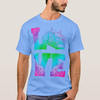 Trucker Truck Driver Watercolor Vintage Love T-shirt