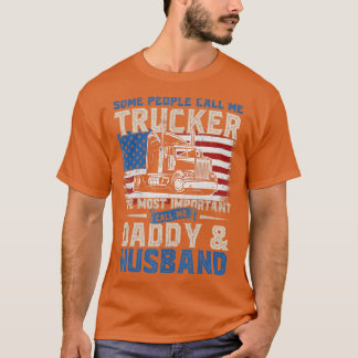 Trucker Trucker Dad Husband US Flag T-shirt