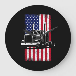Trucker van Truck Driver American Flag Trucker Grote Klok