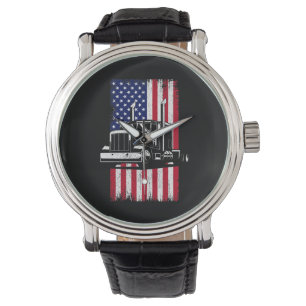 Trucker van Truck Driver American Flag Trucker Horloge
