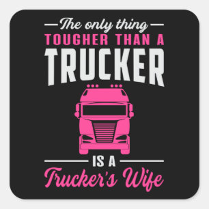 Trucker Vrouw Liefde Truck Truckers Vrouw Grappig Vierkante Sticker