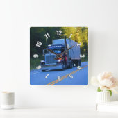 Truckers, Big Rig Cargo Truck Art Vierkante Klok (Huis)