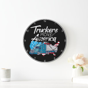 Truckers Move America: Flag Silhouette Grote Klok