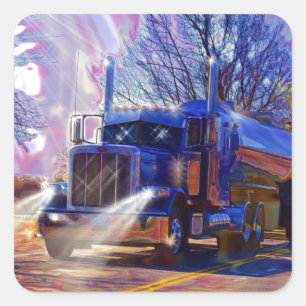 Truckers Tanker Truck Zwaar transport cadeau Vierkante Sticker