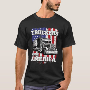 Truckers verplaatsen Amerika Amerikaanse vlag Semi T-shirt