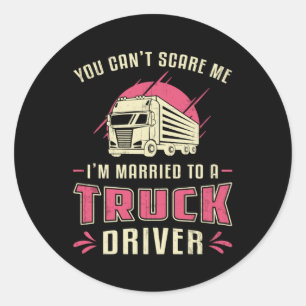 Truckers vrouw Ik ben getrouwd met een vrachtwagen Ronde Sticker