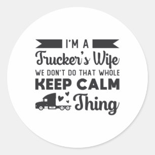 Truckers vrouw ik ben trucker's vrouw vrachtwagenc ronde sticker