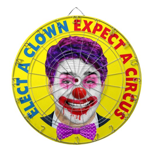 Trudeau-kroongezicht, kies een clown die een circu dartbord (Voorkant)