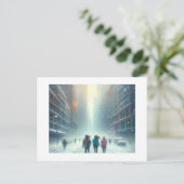 Trudging door de stad Sneeuw, Briefkaart (Staand voorkant)