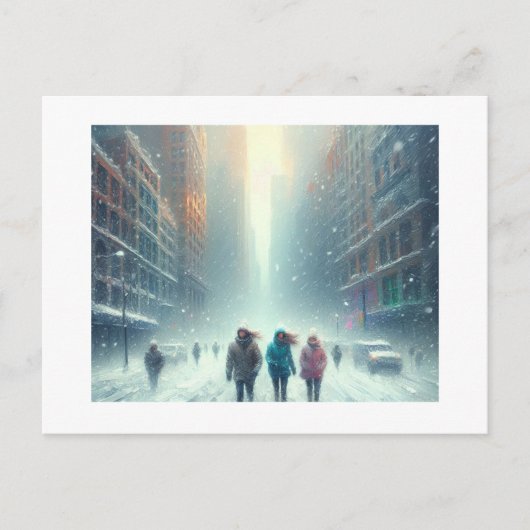 Trudging door de stad Sneeuw, Briefkaart (Voorkant)