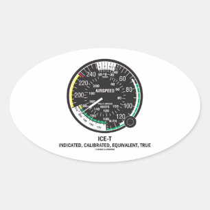 True Airspeed Indicator (ICE-T-geheugensteuntje) Ovale Sticker