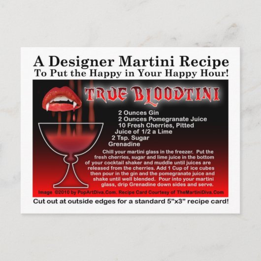 True Bloodtini Halloween Martini Recept Briefkaart (Voorkant)