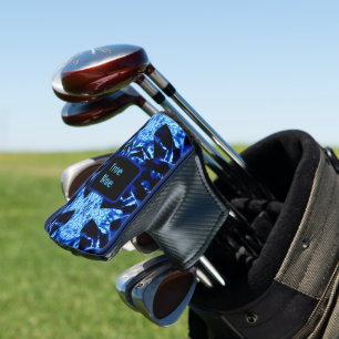 True Blue Edgy Abstract, op maat gemaakt met naam  Golfheadcover