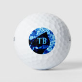 True Blue Edgy Abstracte persoonlijke Initialen Golfballen (Voorkant)