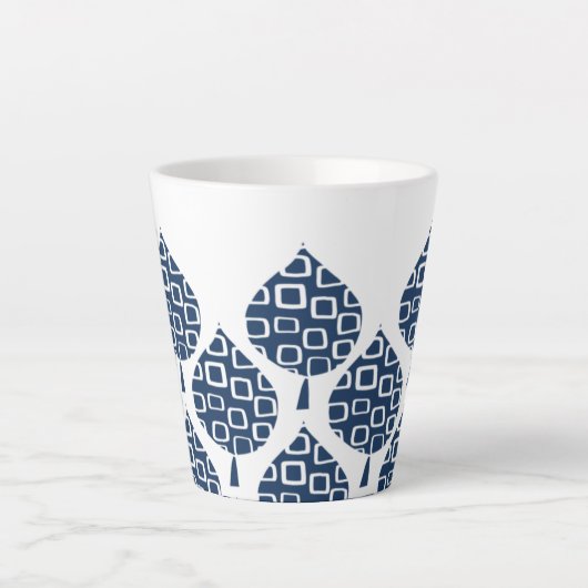 True Blue Geo Leaves Latte Mok (Voorkant)