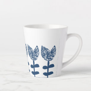True Blue Geo Tulips Latte Mok