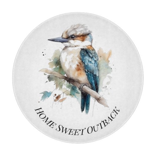 True Blue Kookaburra, custom Snijplank (Voorkant)