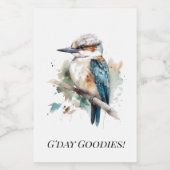 True Blue Kookaburra, custom Voedselcontainer Etiket (Enkel label)