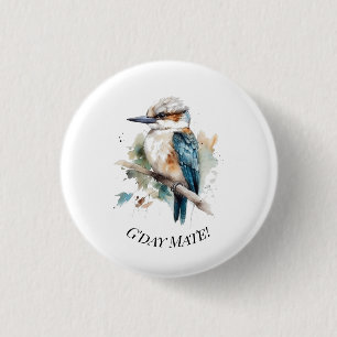 True Blue Kookaburra, op maat Ronde Button 3,2 Cm