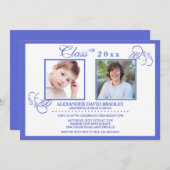True Blue Photo Afstuderen Uitnodiging (Voorkant / Achterkant)