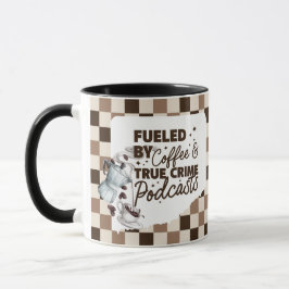 True Crime & Coffee Bold Brown Checkered Mug  Mok