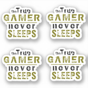 True Gamer ne dort jamais Typographie Sticker Game