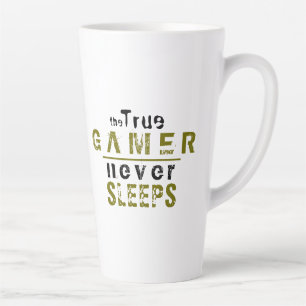 True Gamer slaapt nooit in een Typografische Gamer Latte Mok