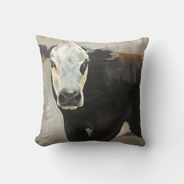 True Grit Cow Western Pillow Kussen (Voorkant)
