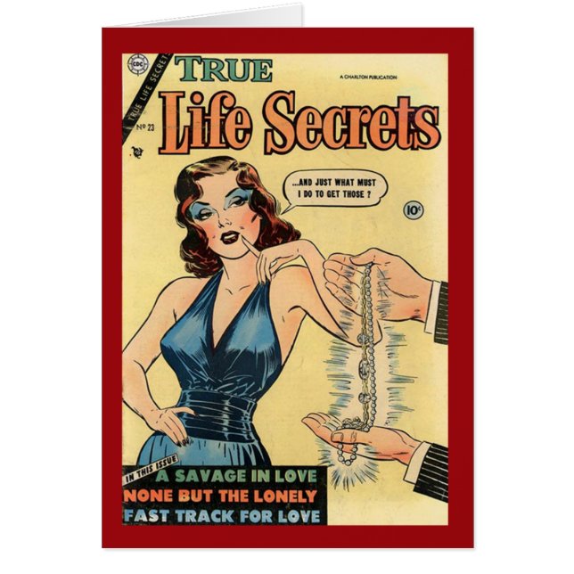 "True Life Secrets"  Comic Hoesje Card (Voorkant)