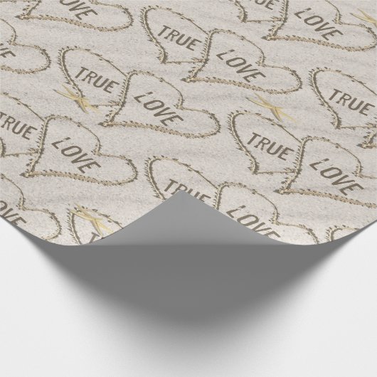 True Love Beach Hearts with Starfish Cadeaupapier (Hoek)
