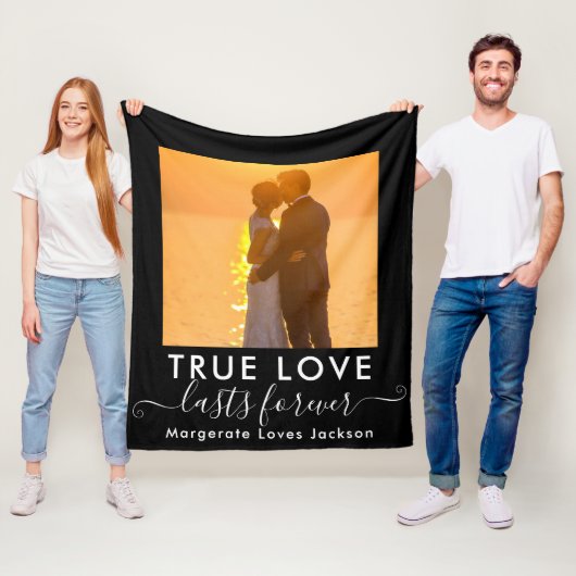 True Love Couple Photo Fleece Blanket (In situ)