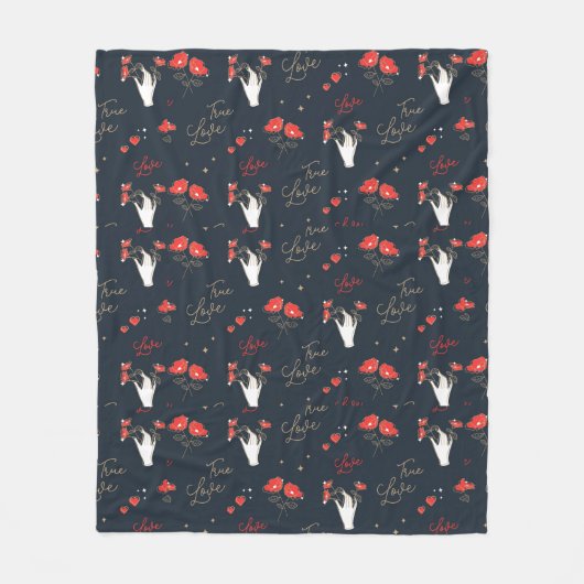 True Love Hands en Flowers Fleece Deken (Voorkant)