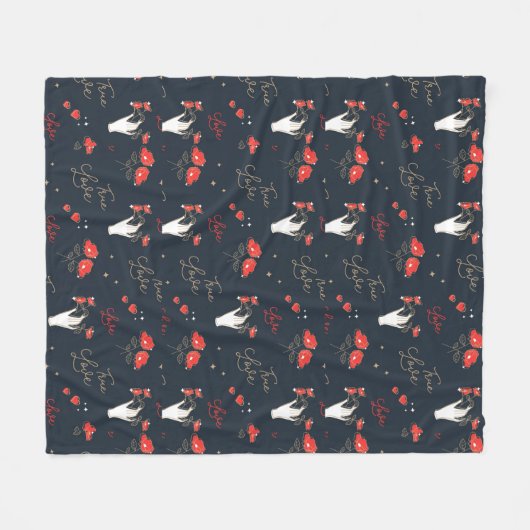 True Love Hands en Flowers Fleece Deken (Voorkant (Horizontaal))