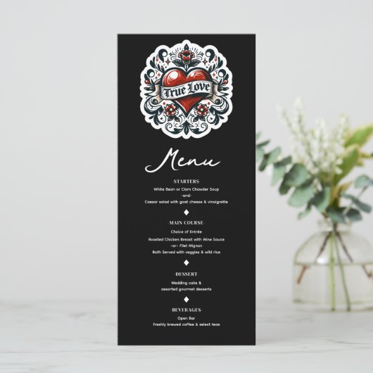 True Love Heart Tattoo Sticker Menu Mariage (Debout devant)