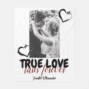 True Love Lasts Forever Hearts Cute Couple Photo Fleece Deken