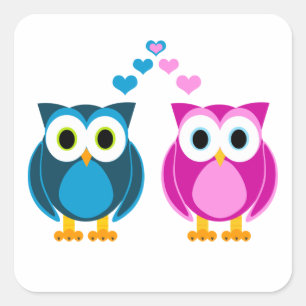 True Love - Owl Cartoon Vierkante Sticker