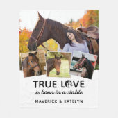True Love Paard Lover Gepersonaliseerd 4 Fotocolla Fleece Deken (Voorkant)