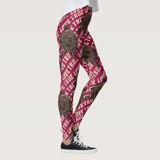 True Love Roos Romantic Valentijnsdag B&W Leggin Leggings (Rechts)