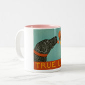 True Love-roze Mok-Stephen Huneck Tweekleurige Koffiemok (Voorkant links)