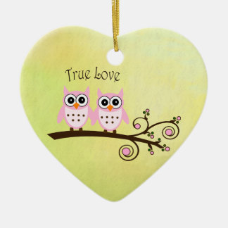 True Love Twin Ownership on Tree Branch Heart Orna Keramisch Ornament