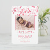 "True Love" Valentijn Foto geboorteaankondiging Aankondiging (Staand voorkant)