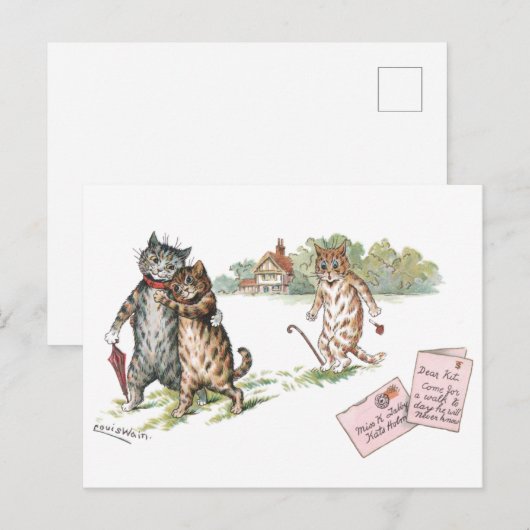 True Love van Louis Wain Briefkaart (Voorkant / Achterkant)