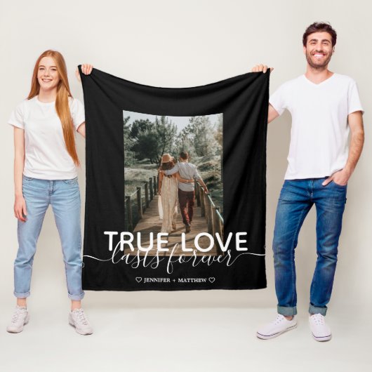 True Love Wedding Couple Photo Fleece Blanket (In situ)