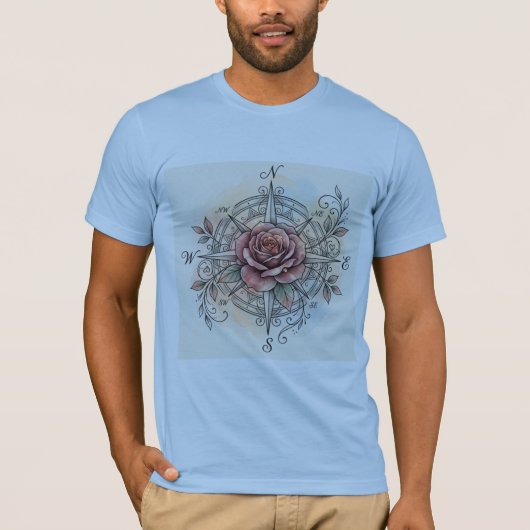 True North Bliss | Rose Compass Tattoo T-shirt (Voorkant)
