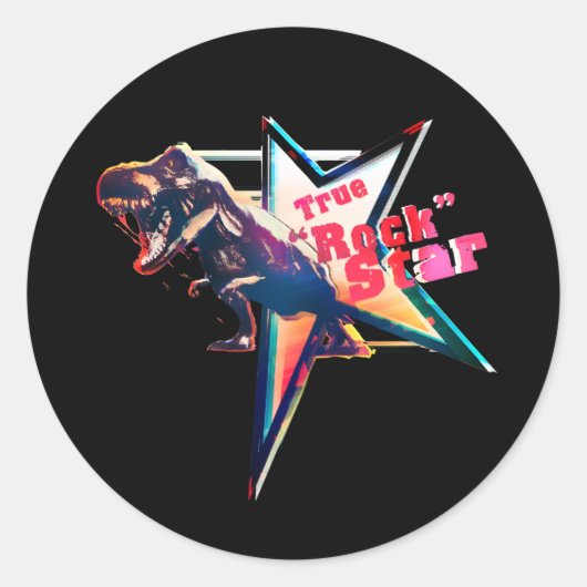 True “Rock” Star Ronde Sticker (Voorkant)