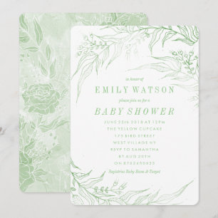 True Romance Green Floral Lijst Baby shower Kaart